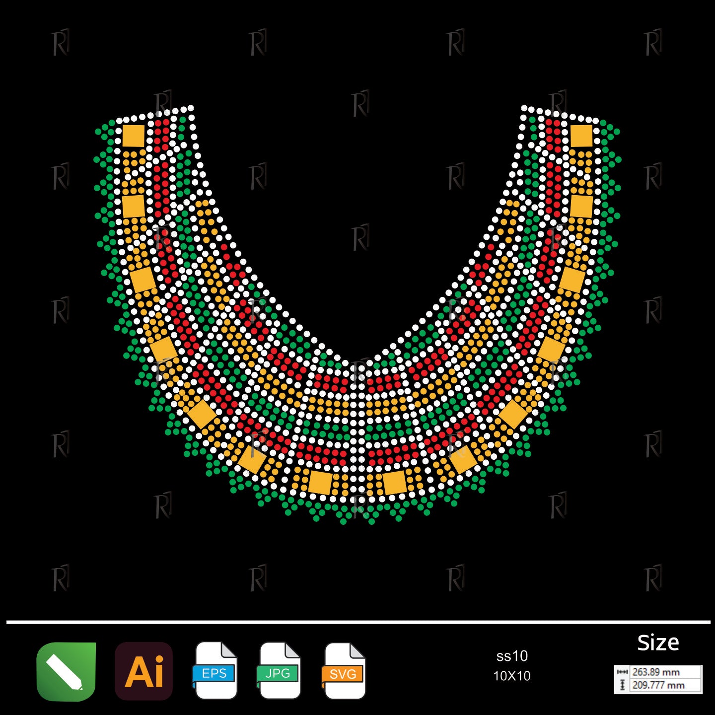 Colorful Tribal Collar Rhinestone – Premium Rhinestone Design by Rhinestone1