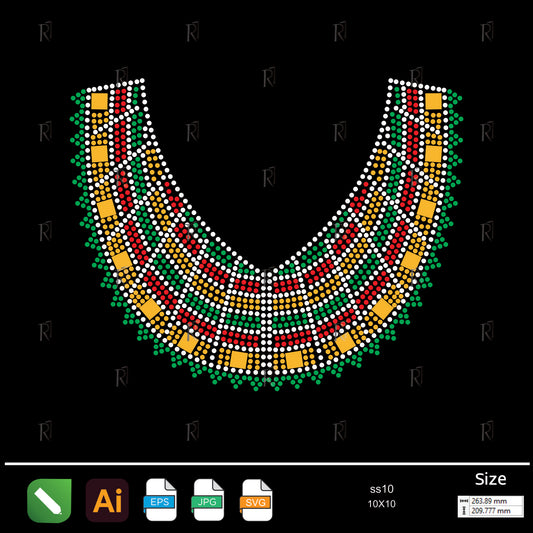 Colorful Tribal Collar Rhinestone – Premium Rhinestone Design by Rhinestone1