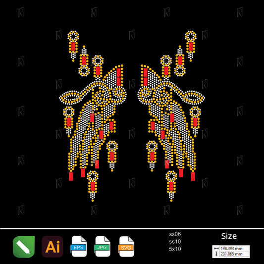 Golden Tassel Elegance Rhinestone – Premium Rhinestone Design by Rhinestone1
