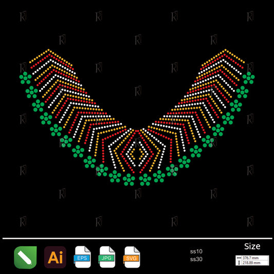 Geometric Floral Edge Rhinestone – Premium Rhinestone Design by Rhinestone1