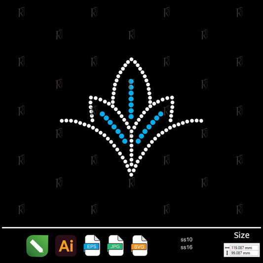 Blue Petal Crest Rhinestone – Premium Rhinestone Design by Rhinestone1