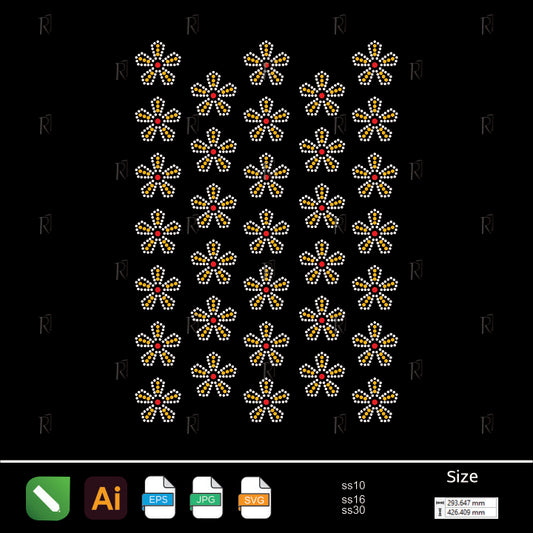 Daisy Petals Rhinestone Pattern – Premium Rhinestone Design by Rhinestone1