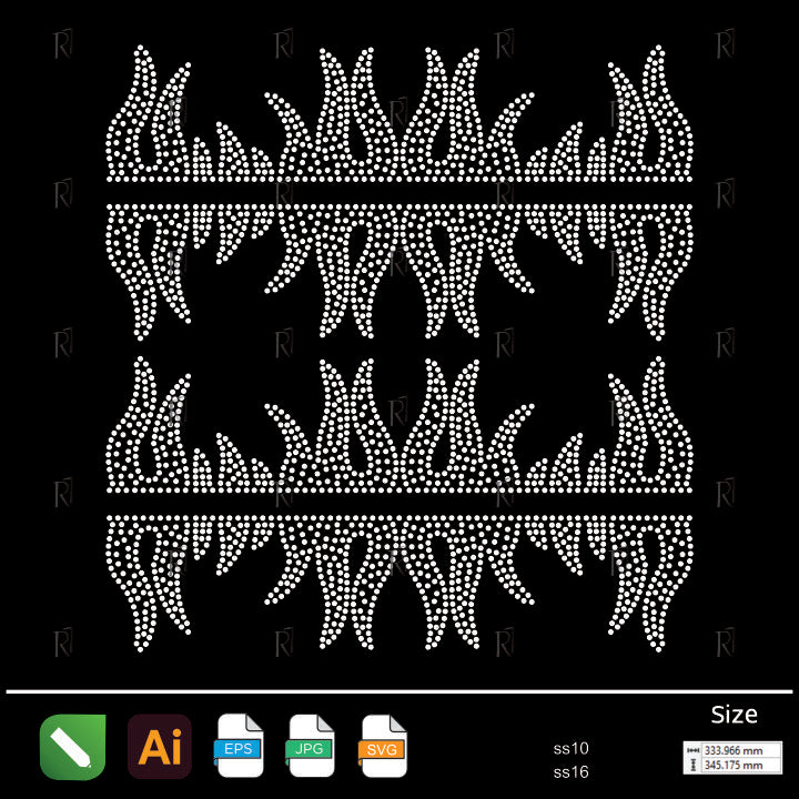 Flame Border Rhinestone – Premium Rhinestone Design by Rhinestone1