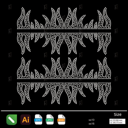 Flame Border Rhinestone – Premium Rhinestone Design by Rhinestone1
