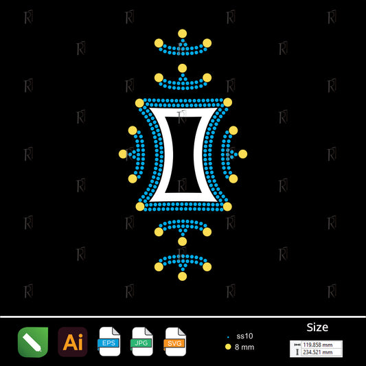 Royal Ornament with Crowns Rhinestone Design – Premium Rhinestone Design by Rhinestone1