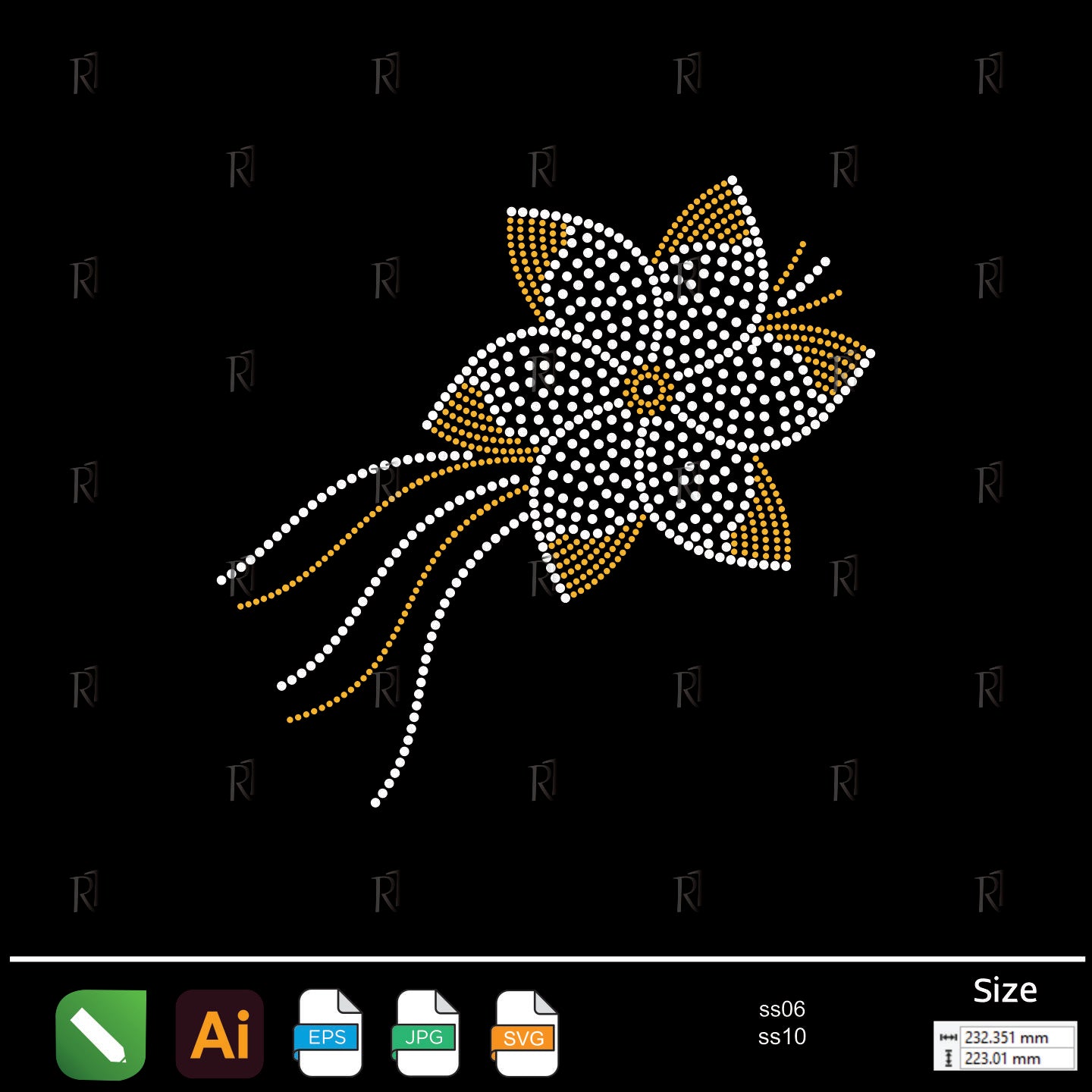 Golden Petal Flower Rhinestone – Premium Rhinestone Design by Rhinestone1