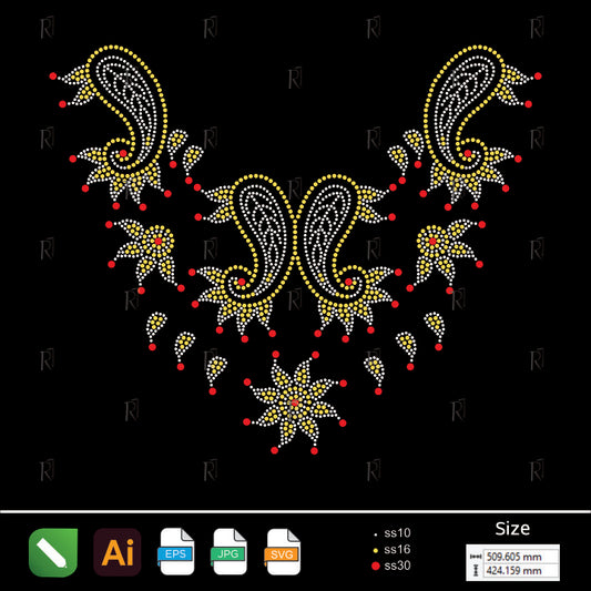 Paisley Elegance Rhinestone Collar – Premium Rhinestone Design by Rhinestone1