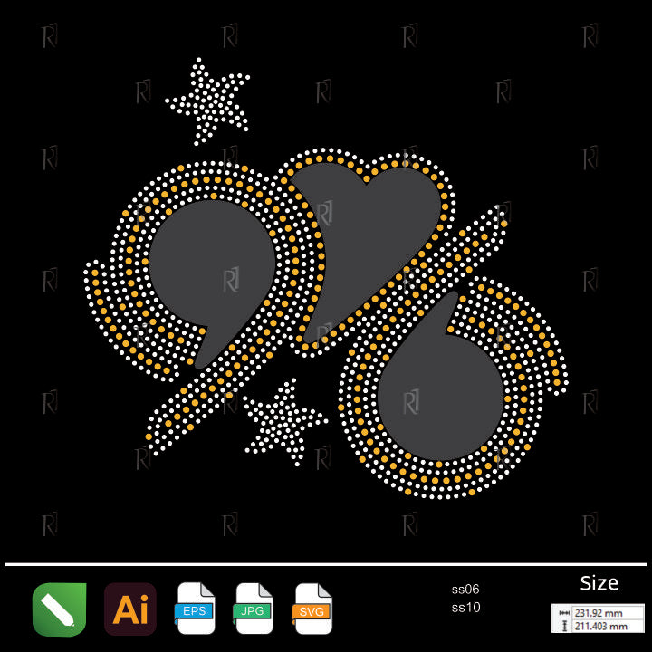 Heart 96 Stars Rhinestone – Premium Rhinestone Design by Rhinestone1