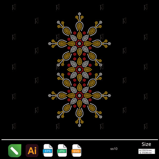 Royal Floral Strip Rhinestone – Premium Rhinestone Design by Rhinestone1