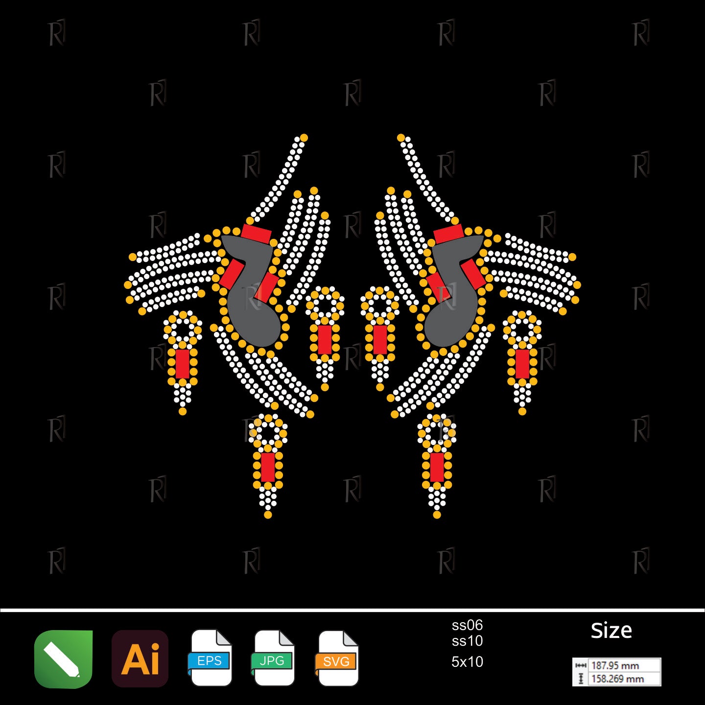 Festive Rhythm Rhinestone Pattern – Premium Rhinestone Design by Rhinestone1
