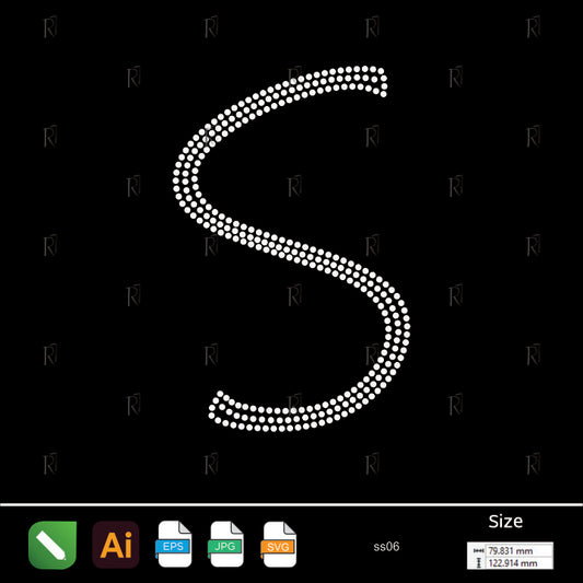 Rhinestone Letter S Script – Premium Rhinestone Design by Rhinestone1