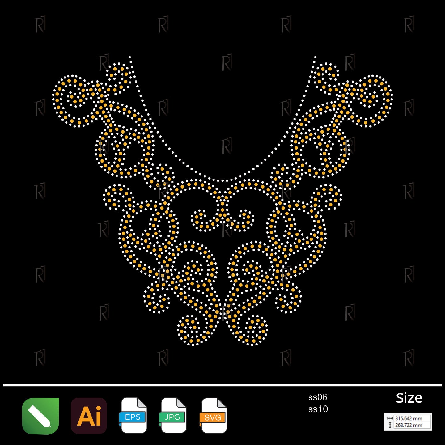 Golden Swirl Floral Necklace Rhinestone – Premium Rhinestone Design by Rhinestone1