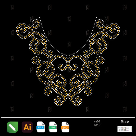 Golden Swirl Floral Necklace Rhinestone – Premium Rhinestone Design by Rhinestone1