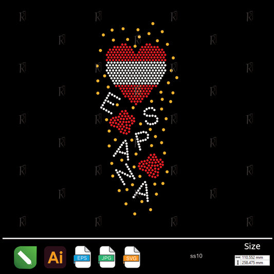 Spain Love Heart Rhinestone – Premium Rhinestone Design by Rhinestone1