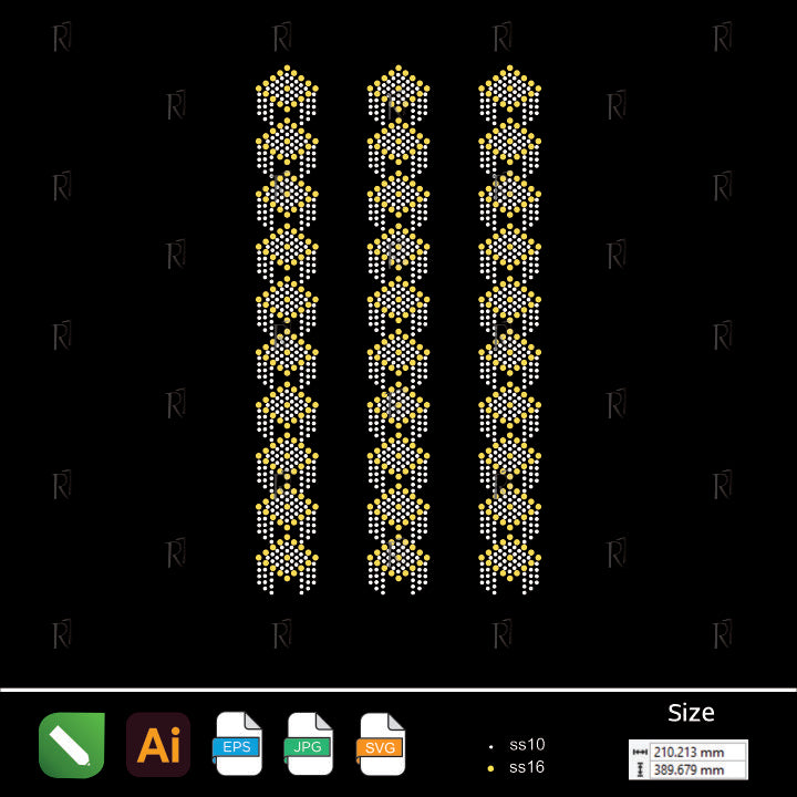 Honeycomb Geometric Rhinestone Repeat Pattern – Premium Rhinestone Design by Rhinestone1