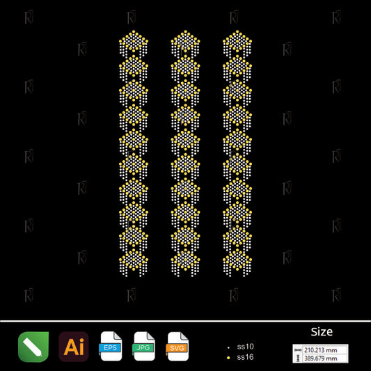 Honeycomb Geometric Rhinestone Repeat Pattern – Premium Rhinestone Design by Rhinestone1
