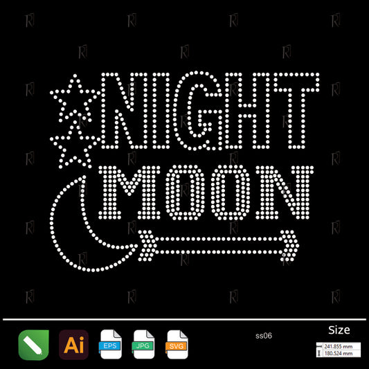 Night Moon Stars Rhinestone – Premium Rhinestone Design by Rhinestone1