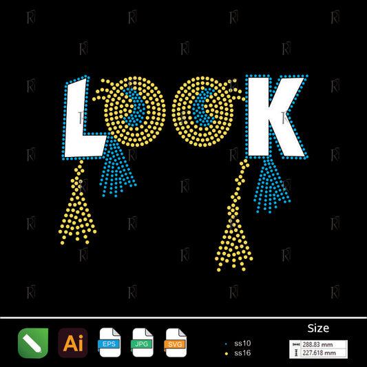 Look Typography Rhinestone Design – Premium Rhinestone Design by Rhinestone1