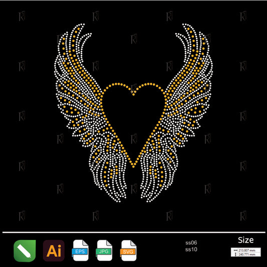 Winged Heart Rhinestone – Premium Rhinestone Design by Rhinestone1