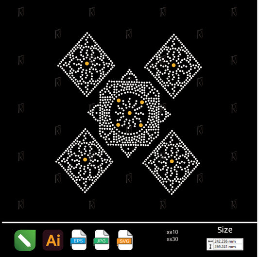 Geometric Bloom Rhinestone Pattern – Premium Rhinestone Design by Rhinestone1