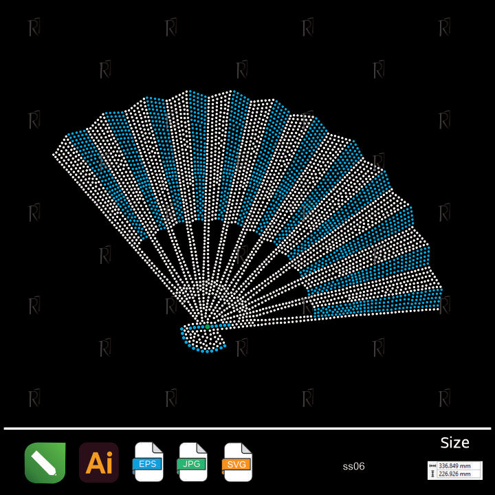 Oriental Hand Fan Rhinestone – Premium Rhinestone Design by Rhinestone1