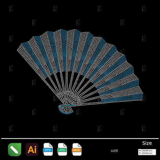 Oriental Hand Fan Rhinestone – Premium Rhinestone Design by Rhinestone1