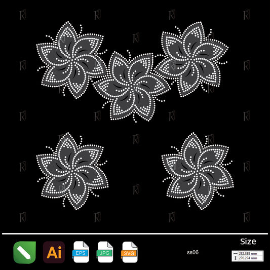 Interlinked White Blossom Rhinestone – Premium Rhinestone Design by Rhinestone1