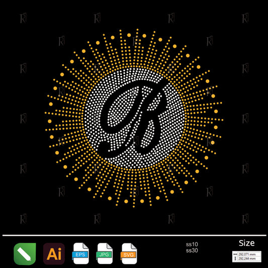 Radiant Letter B Rhinestone – Premium Rhinestone Design by Rhinestone1
