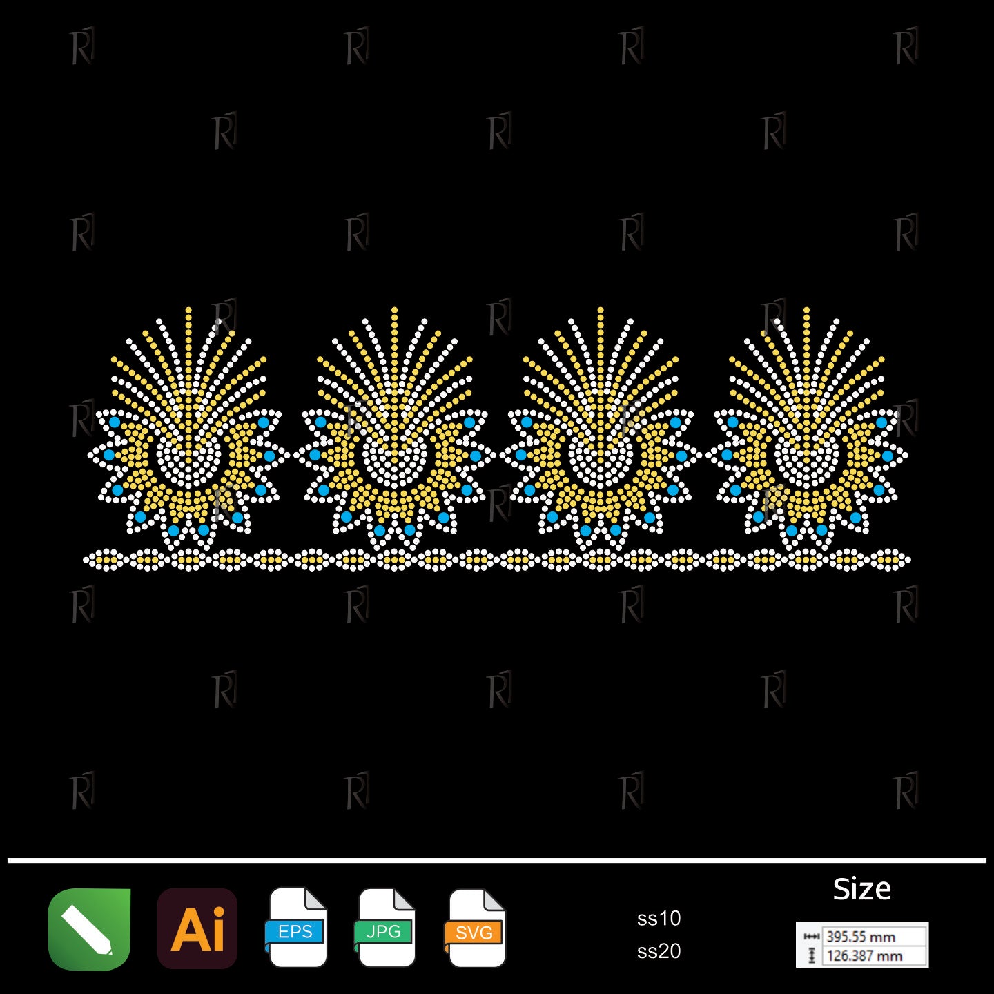 Festive Spark Rhinestone Border – Premium Rhinestone Design by Rhinestone1