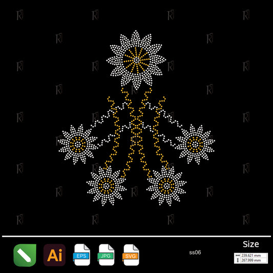 Radiant Daisy Cluster Rhinestone – Premium Rhinestone Design by Rhinestone1