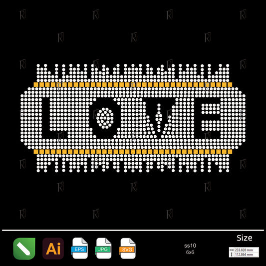 Love Fringe Banner Rhinestone – Premium Rhinestone Design by Rhinestone1