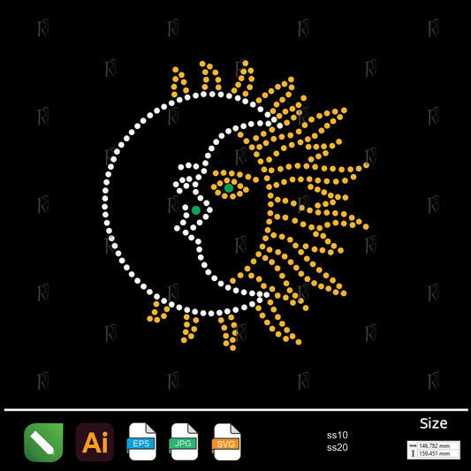 Sun & Moon Harmony Rhinestone – Premium Rhinestone Design by Rhinestone1