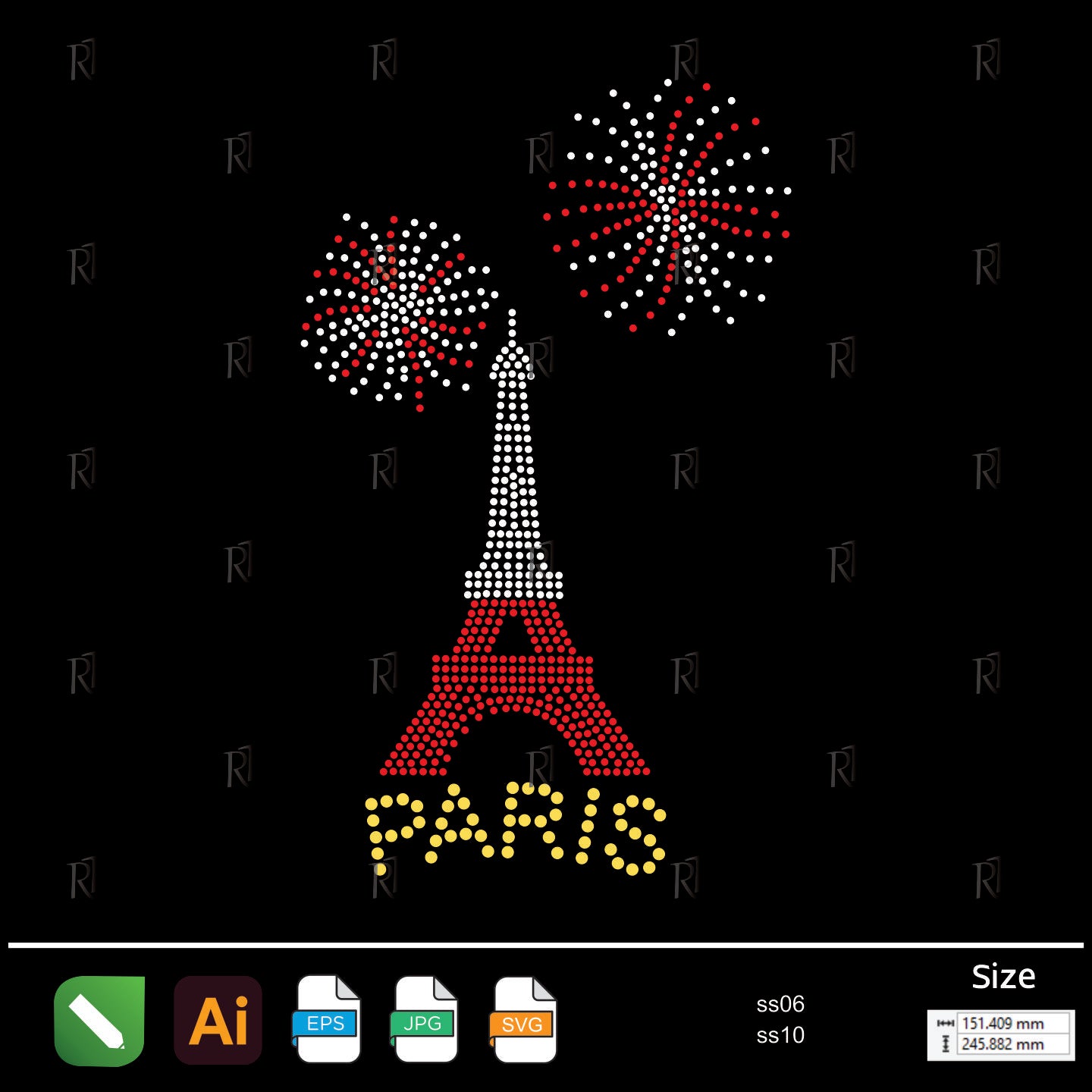 Paris Celebration Eiffel Rhinestone – Premium Rhinestone Design by Rhinestone1