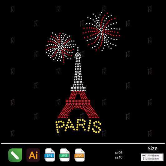 Paris Celebration Eiffel Rhinestone – Premium Rhinestone Design by Rhinestone1