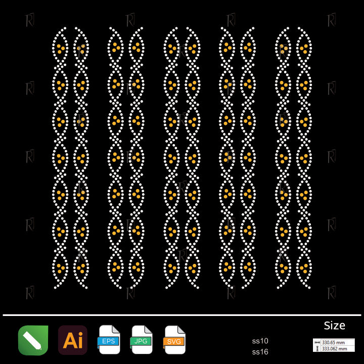 Twisted DNA Stripes Rhinestone – Premium Rhinestone Design by Rhinestone1