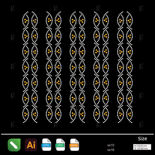Twisted DNA Stripes Rhinestone – Premium Rhinestone Design by Rhinestone1