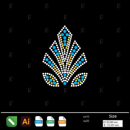 Imperial Fan Rhinestone Motif – Premium Rhinestone Design by Rhinestone1
