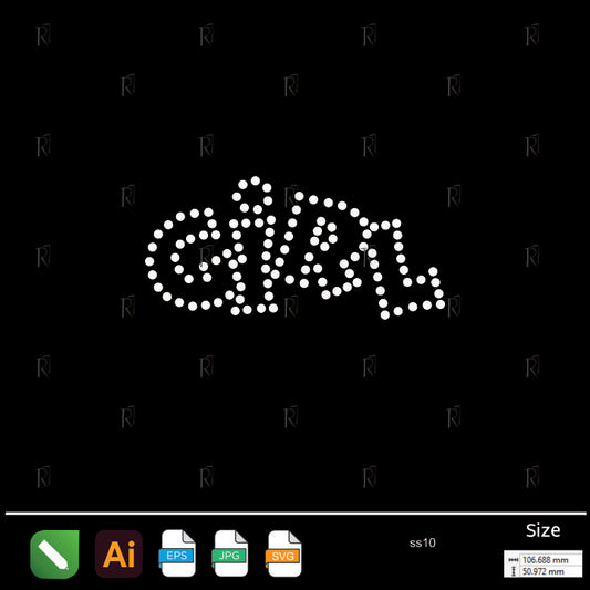 GIRL Text Rhinestone – Premium Rhinestone Design by Rhinestone1