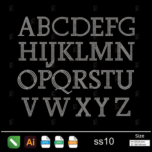 Silver Classic Alphabet Rhinestone ss10 – Premium Rhinestone Design by Rhinestone1