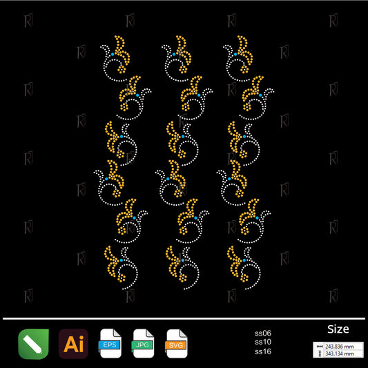 Golden Vine Repeats Rhinestone – Premium Rhinestone Design by Rhinestone1