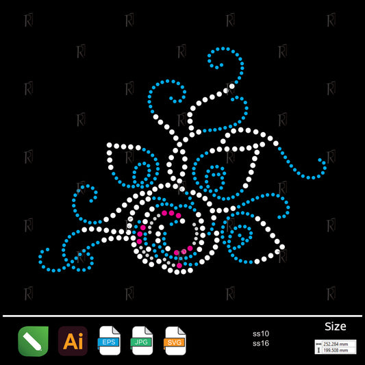 Floral Swirl Bloom Rhinestone – Premium Rhinestone Design by Rhinestone1