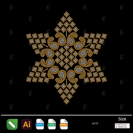 Geometric Star Grid Rhinestone – Premium Rhinestone Design by Rhinestone1