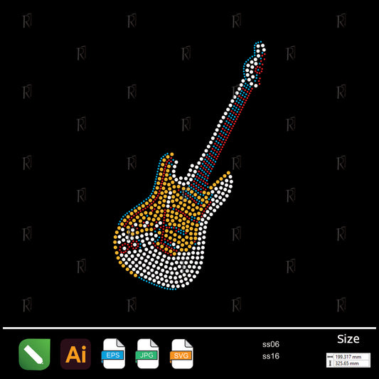 Electric Vibes Guitar Rhinestone – Premium Rhinestone Design by Rhinestone1