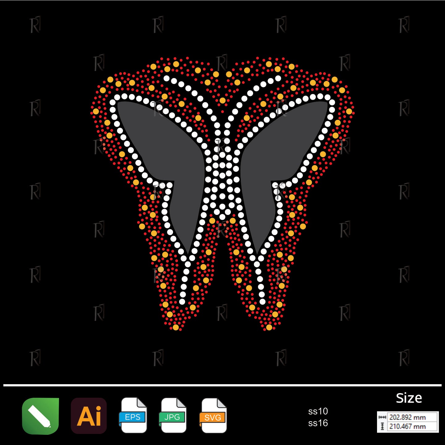 Flame Butterfly Rhinestone Pattern – Premium Rhinestone Design by Rhinestone1