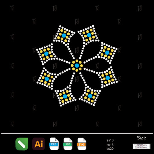 Geometric Petal Star Rhinestone – Premium Rhinestone Design by Rhinestone1