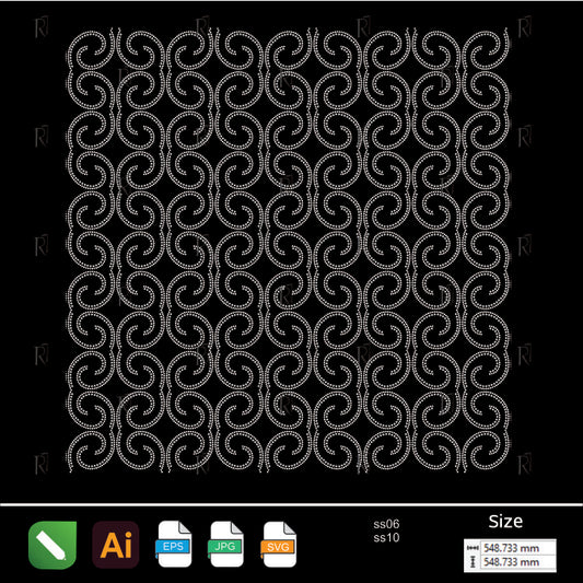 Elegant Swirl Lattice Rhinestone Pattern – Premium Rhinestone Design by Rhinestone1