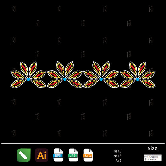 Flame Petal Chain Rhinestone – Premium Rhinestone Design by Rhinestone1