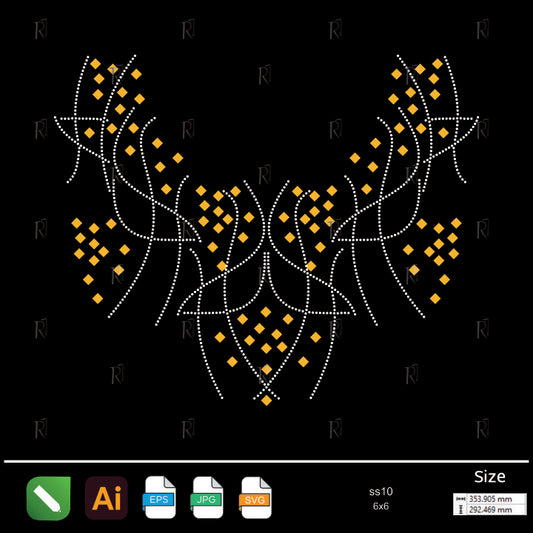 Golden Diamond Interlace Collar Rhinestone – Premium Rhinestone Design by Rhinestone1