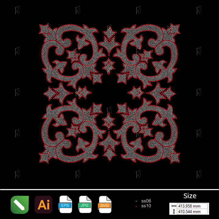 Ornamental Leaves Rhinestone Pattern – Premium Rhinestone Design by Rhinestone1