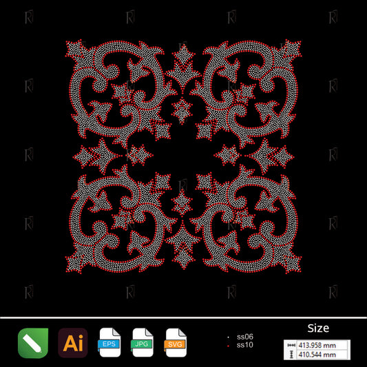 Ornamental Leaves Rhinestone Pattern – Premium Rhinestone Design by Rhinestone1